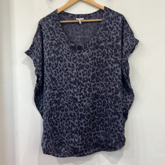 Joie Joann Grey Blue Purple Leopard Oversized size M - Picture 2 of 9